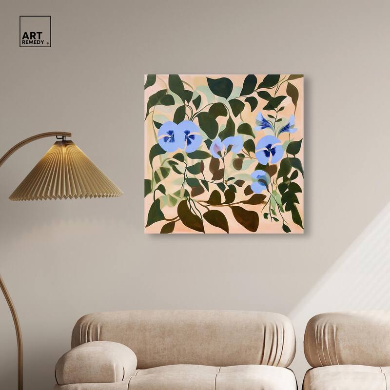 Naive Blue Flowers Canvas by Art Remedy, Gallery Wrapped