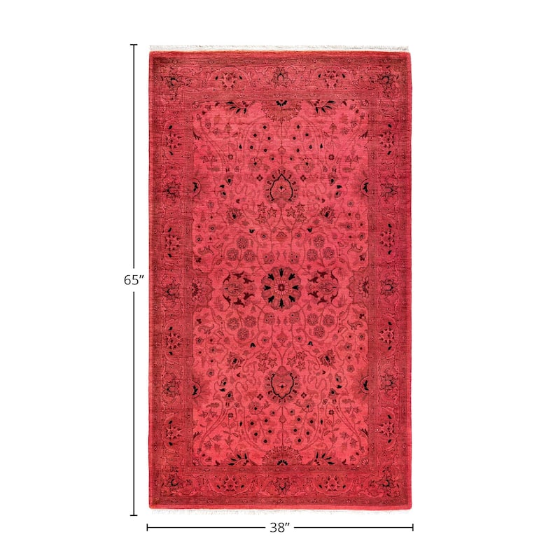 Fine Vibrance, One-of-a-Kind Hand-Knotted Area Rug - Pink, 3' 2" x 5' 5" - 3' 2" x 5' 5"