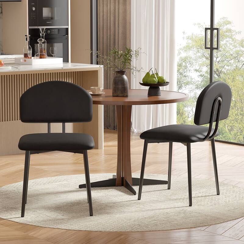 Javlergo Modern PU Leather Dining Chairs Set of 2 or 4 Upholstered Side Chairs Oval Back Compact Kitchen Chairs for Dining Room