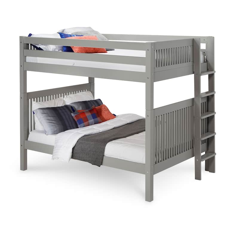 Full Over Full Bunk Beds Grey Solid Wood Space Saving Beds Twin Size