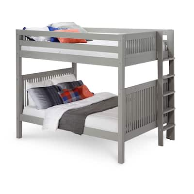 Full Over Full Bunk Beds Grey Solid Wood Space Saving Beds Twin Size