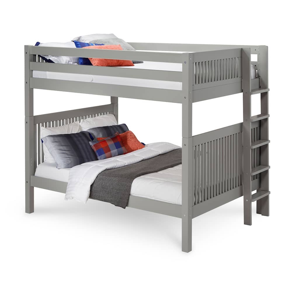 Full Over Full Bunk Beds Grey Solid Wood Space Saving Beds Twin Size