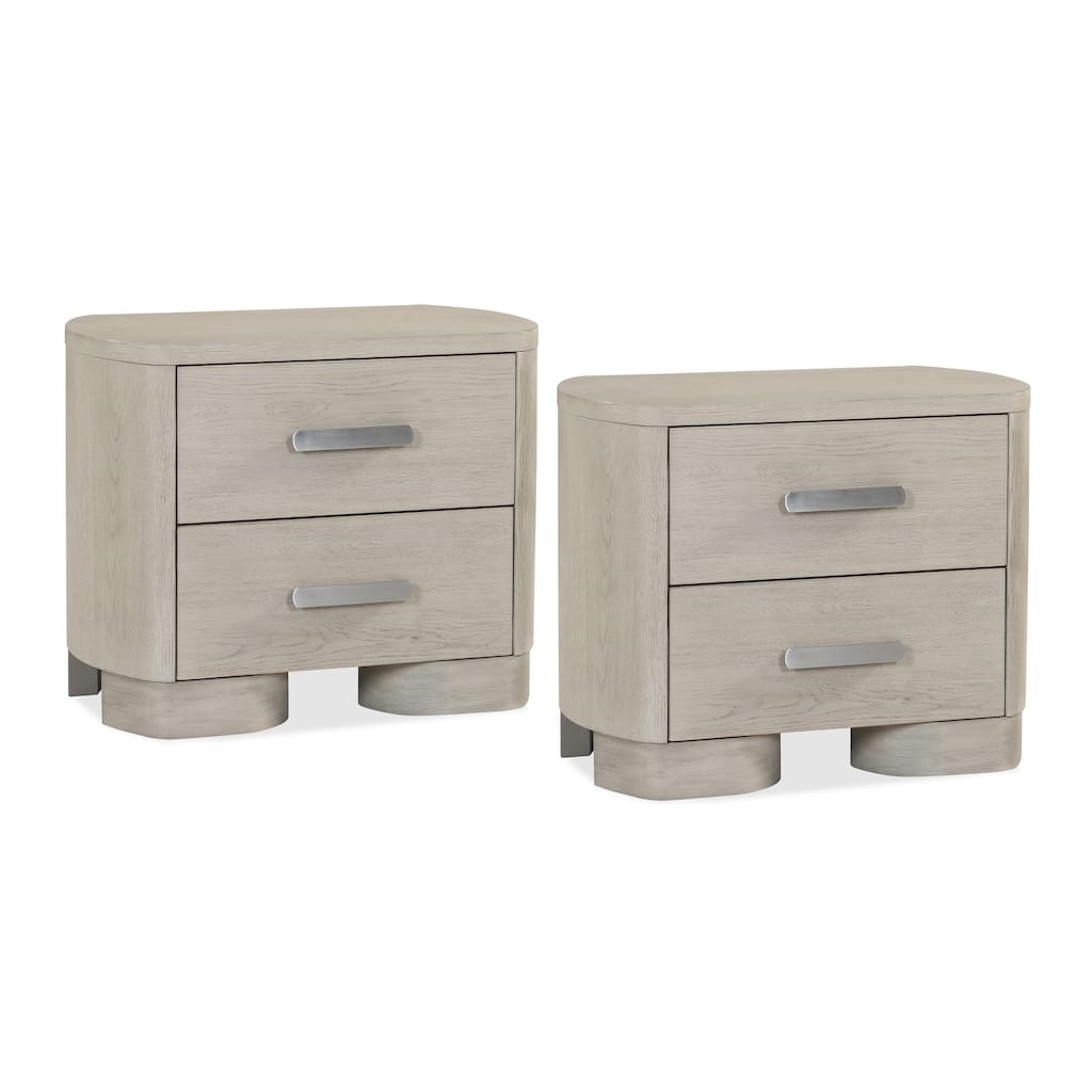 Furniture of America Weegin Modern White Oak Solid Wood 2-Drawer Nightstand with USB Ports (Set of 2)