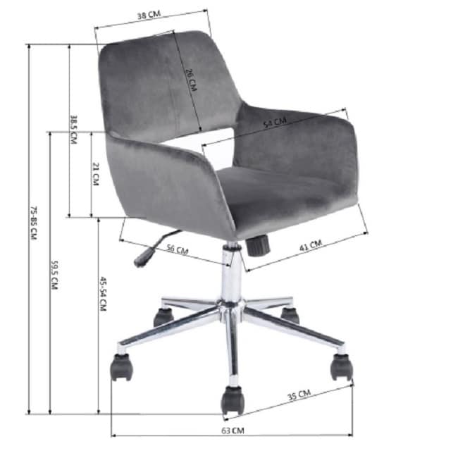 Adjustable Height rolling chair Gray task chair Velvet desk seat - Bed Bath  & Beyond - 38915902
