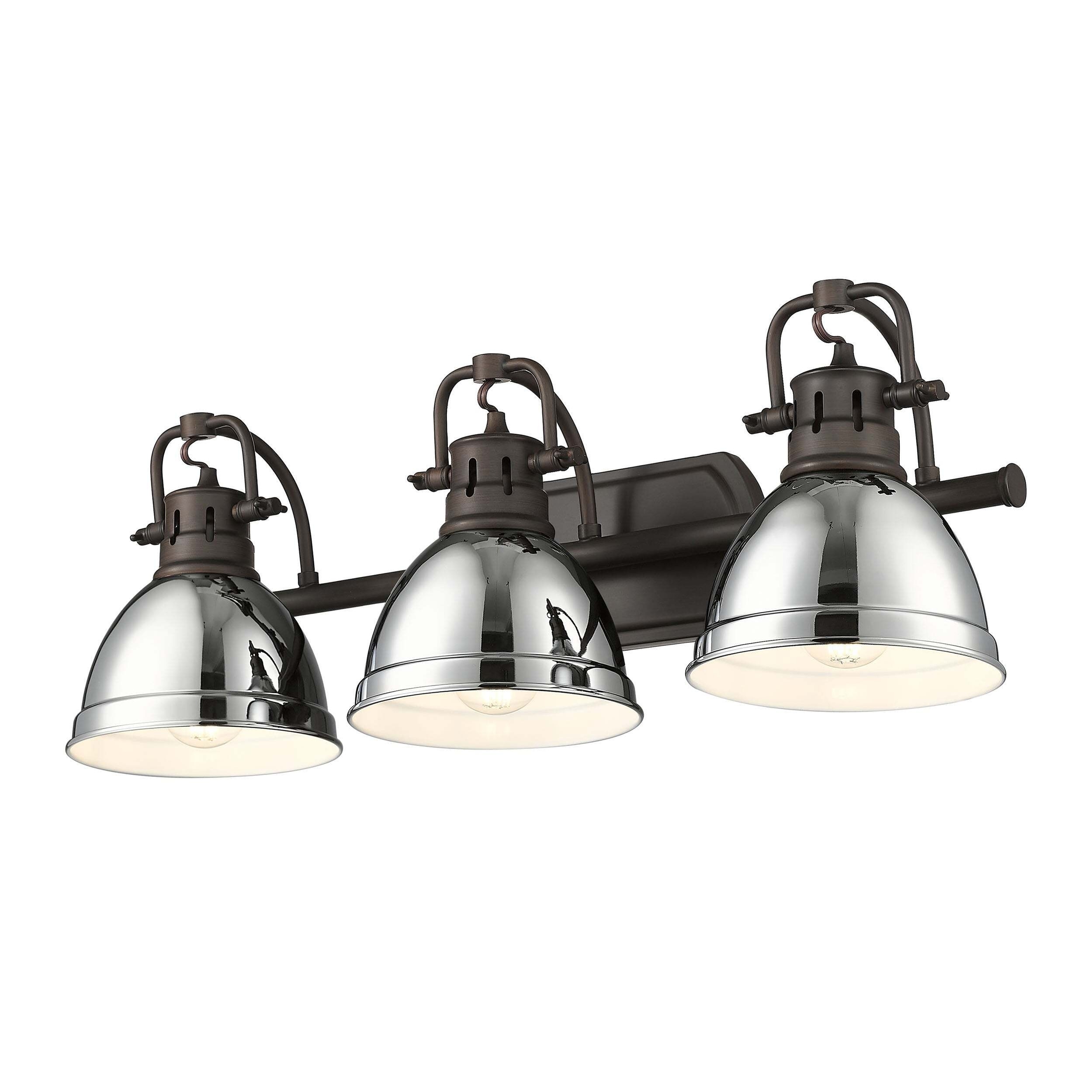 Golden Lighting Duncan 3-Light Vanity Light - Rubbed Bronze - Chrome Shade