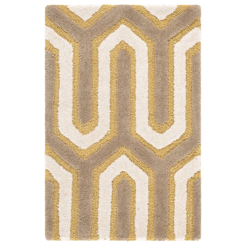 SAFAVIEH, Handmade Cambridge Faiza Modern Moroccan Wool Rug - 2' x 3' - Gold/Grey