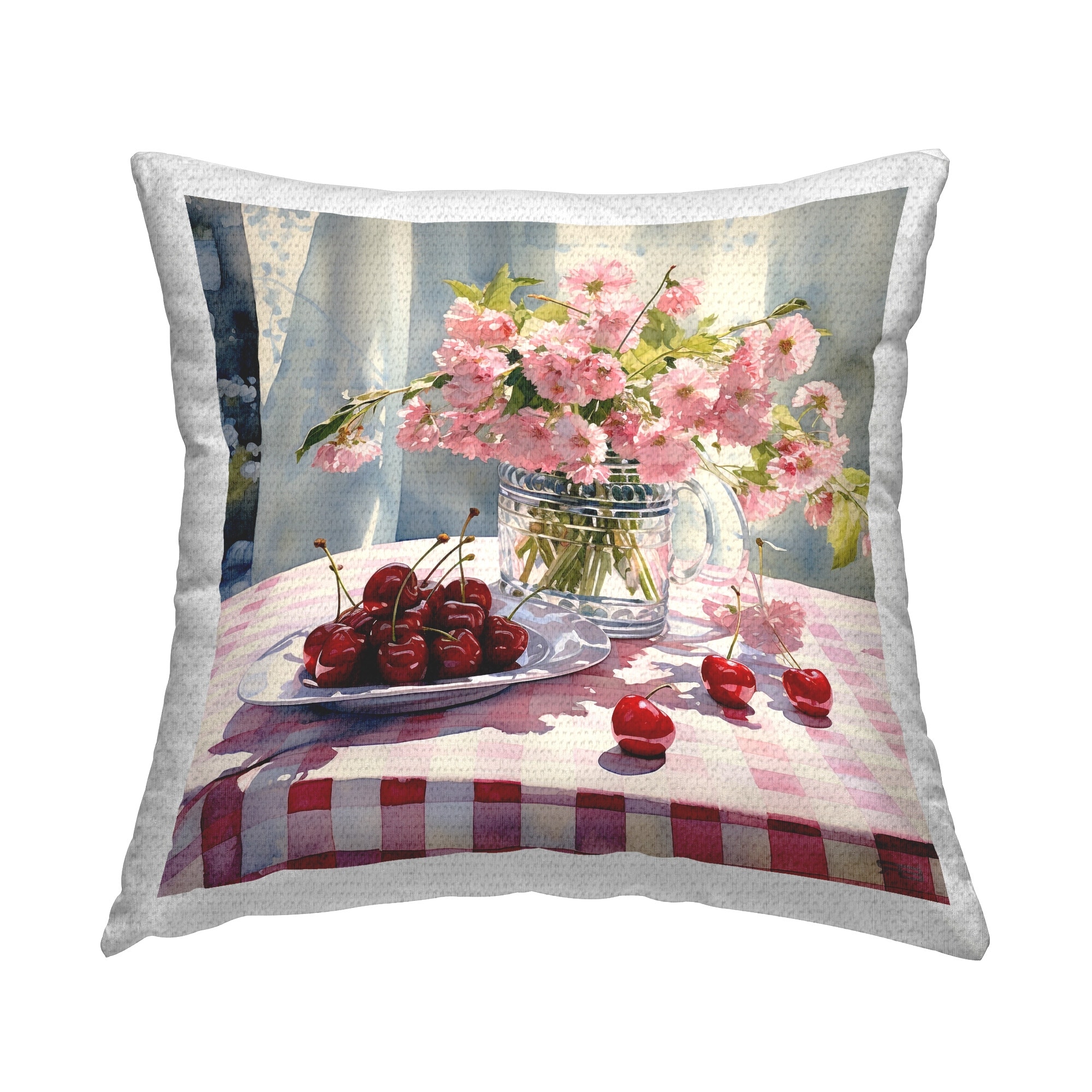 Stupell Pink Blossoms & Cherries Printed Outdoor Throw Pillow Design by RB