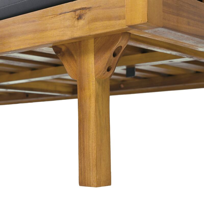Acacia Wood Daybed Slat Panel Design Water Resistant Cushions Outdoor Patio