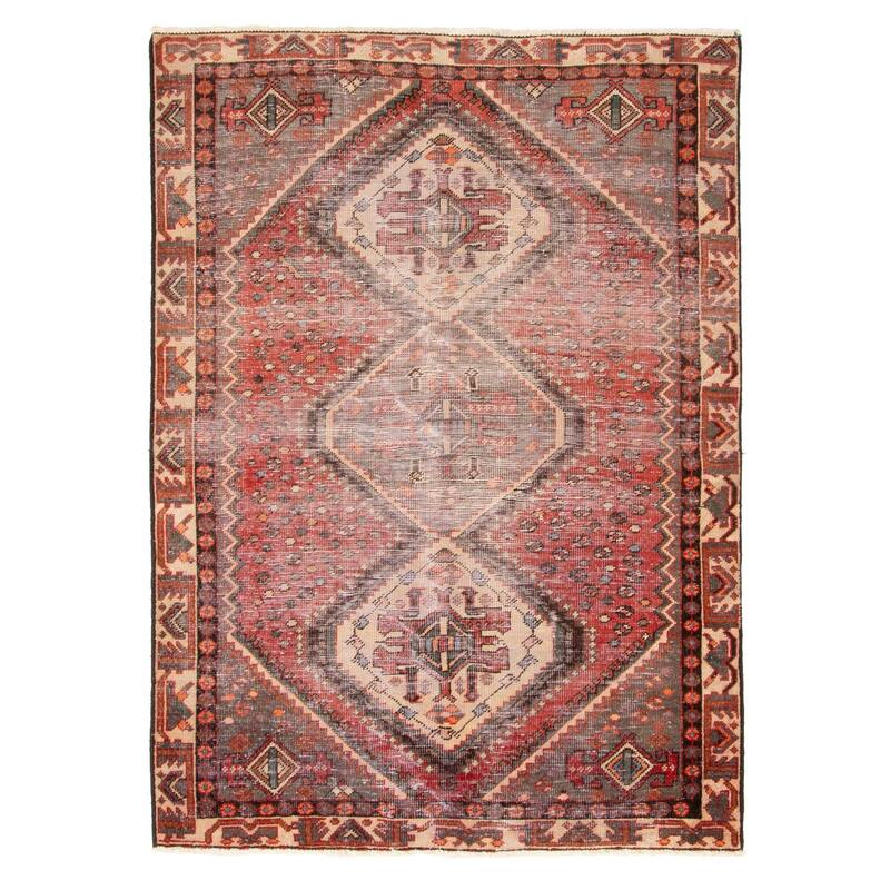 ECARPETGALLERY Hand-knotted Antalya Vintage Red Wool Rug - 4'6 x 6'3