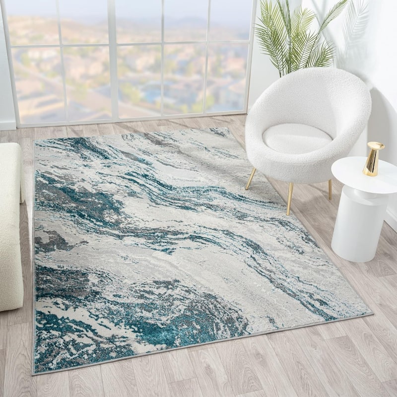 Luxe Weavers Modern Abstract Swirl Metallic Indoor Area Rug