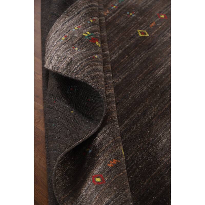 Hand Knotted Oriental 100% Wool Carpet Tribal Tribal Brown Gabbeh Area Rug - 8' 0'' X 4' 9''