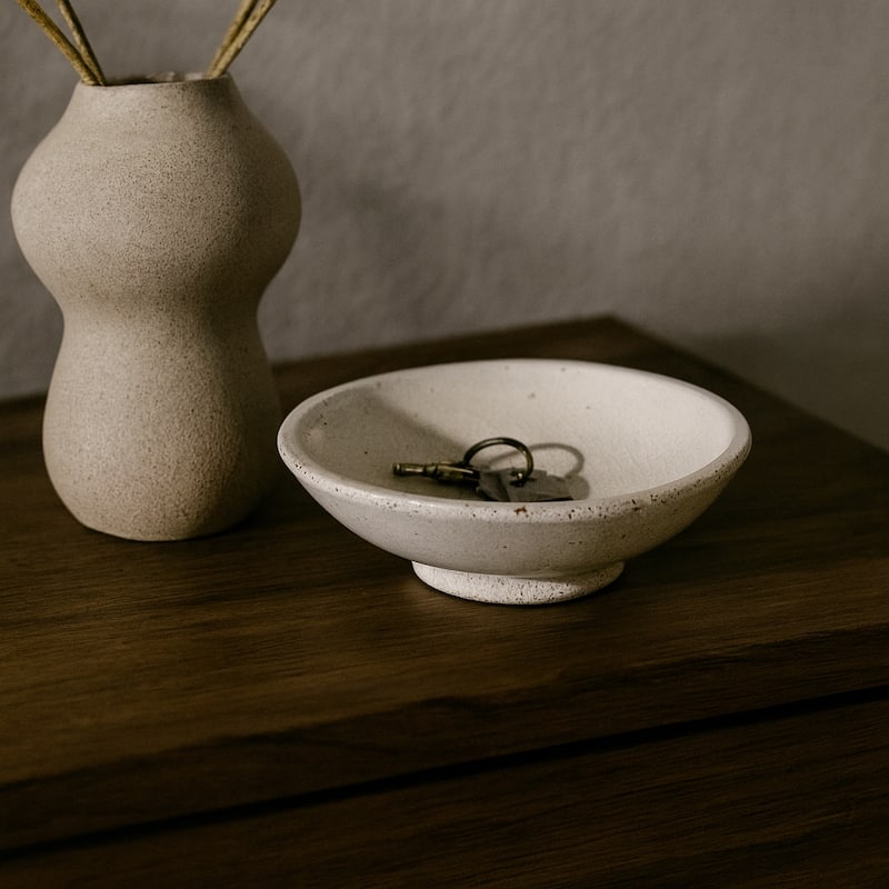 Decorative Bowl - White Terracotta Crackle Finish, 12 in. - 11.75"