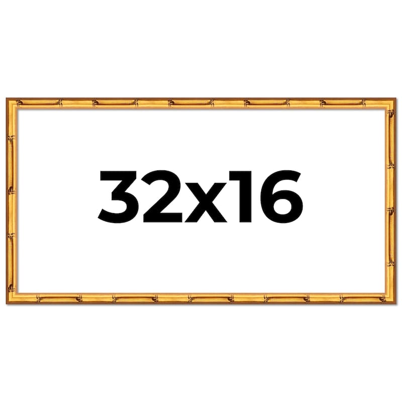32x16 Frame Gold Bamboo Solid Wood Picture Frame | 1 Inch Moulding