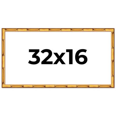32x16 Frame Gold Bamboo Solid Wood Picture Frame | 1 Inch Moulding