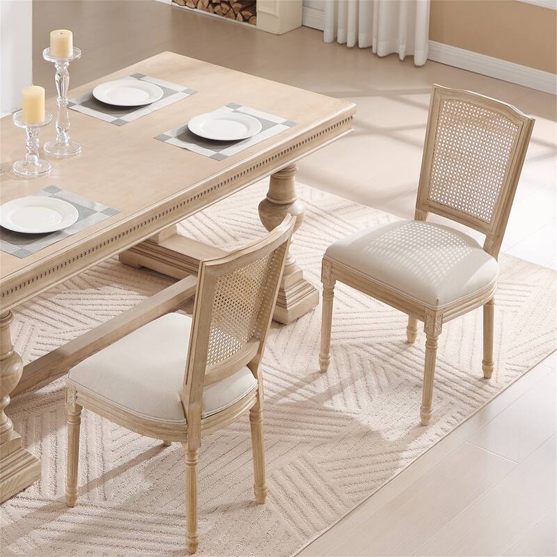 Set of 2 French Country Dining Chairs - Beige