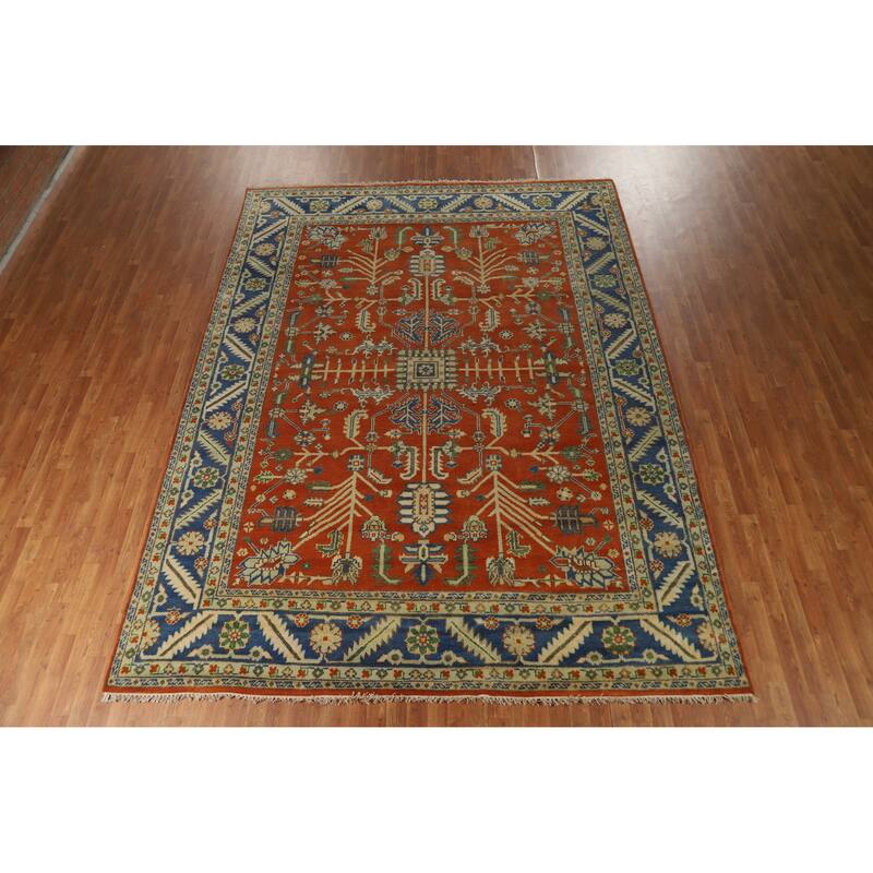 Hand Knotted Oriental 100% Wool Carpet Transitional All-Over Oranges & Rust Oushak Area Rug - 11' 11'' X 9' 0''