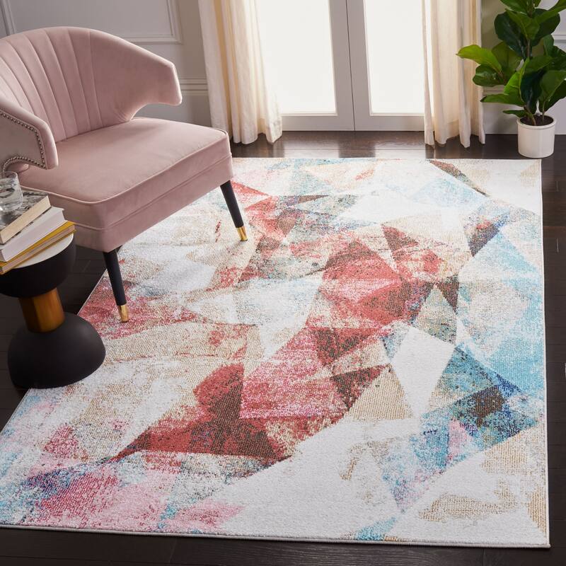 SAFAVIEH Phoenix Hannlenie Modern Abstract Rug - 4'5" x 6'5" - Ivory/Terracotta