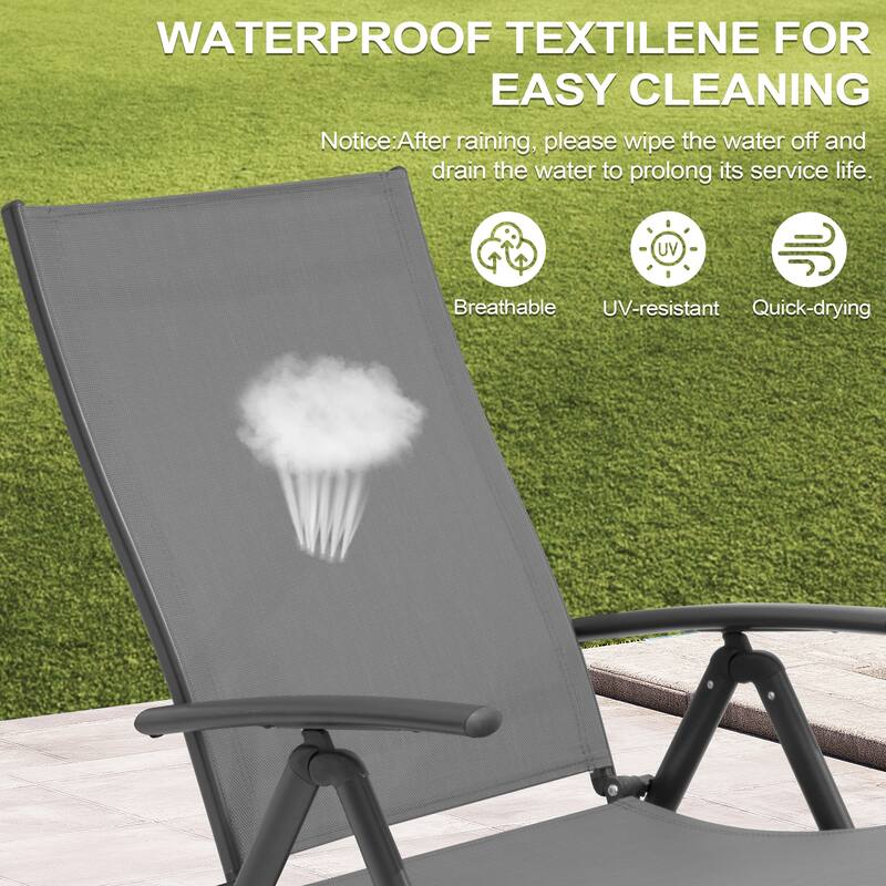 Outdoor Aluminum Folding Recliner Adjustable Chaise Lounge Chairs - See Picture