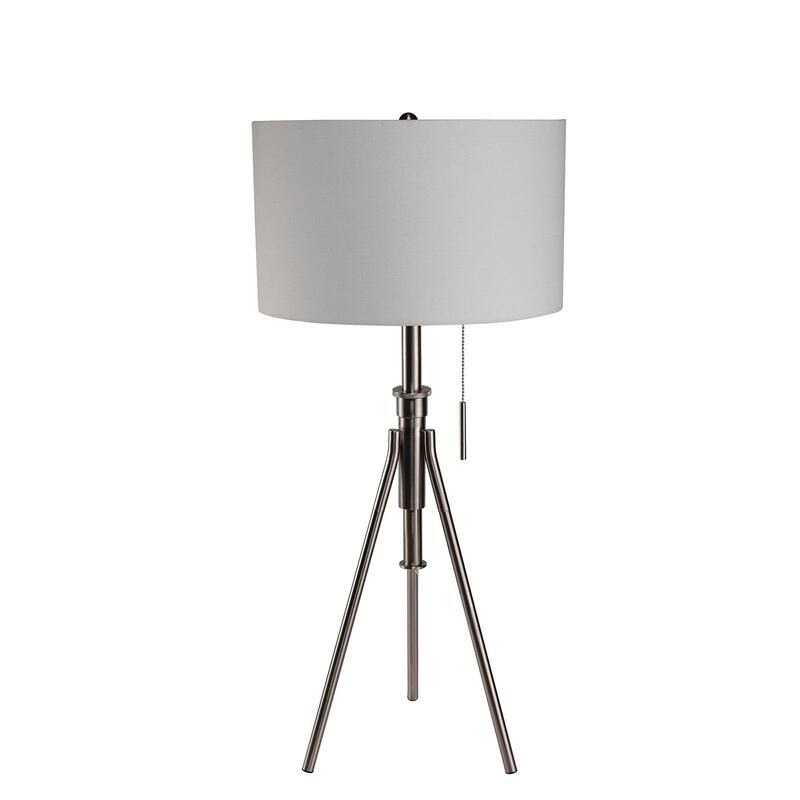 Vintage Look 1pc Floor Lamp Brushed Steel Tripod Legs Unique Lamp Pull Switch 32"H