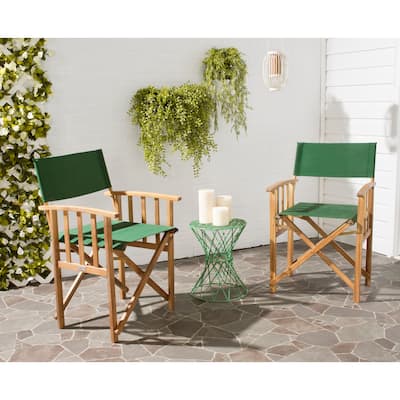 SAFAVIEH Outdoor Living Laguna Green Acacia Wood Director Chair (Set of 2) - 21.7" W x 21.2" D x 34.3" H