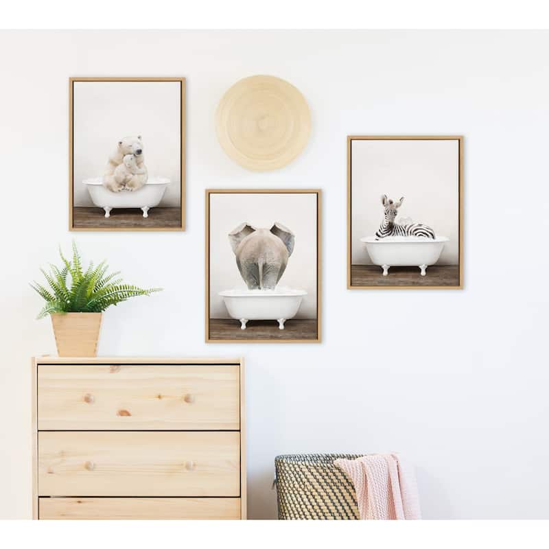Kate and Laurel Mother Baby Polar Bath Framed Canvas by Amy Peterson