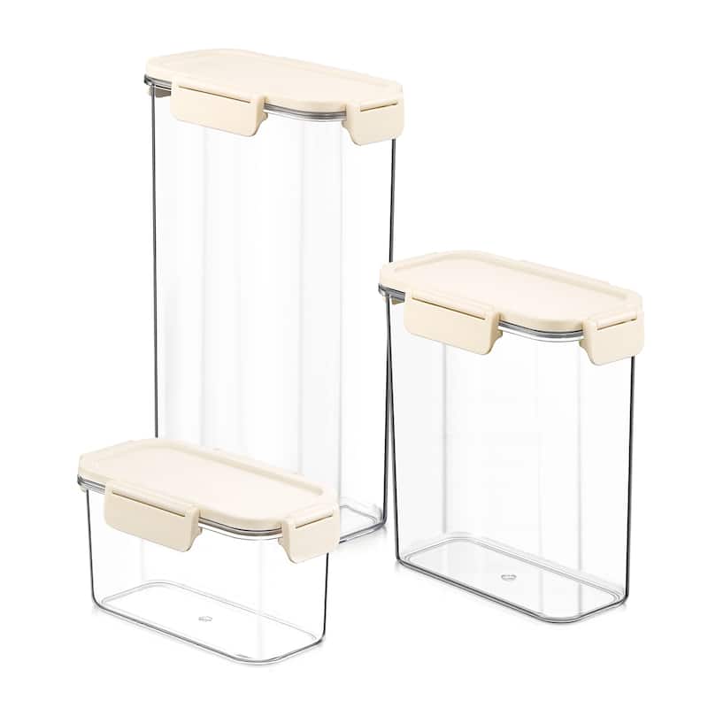 Sorbus Airtight Food Storage Container Set, Stackable Clear Pantry Canisters with Lids - Narrow Rectangle - 3 Piece