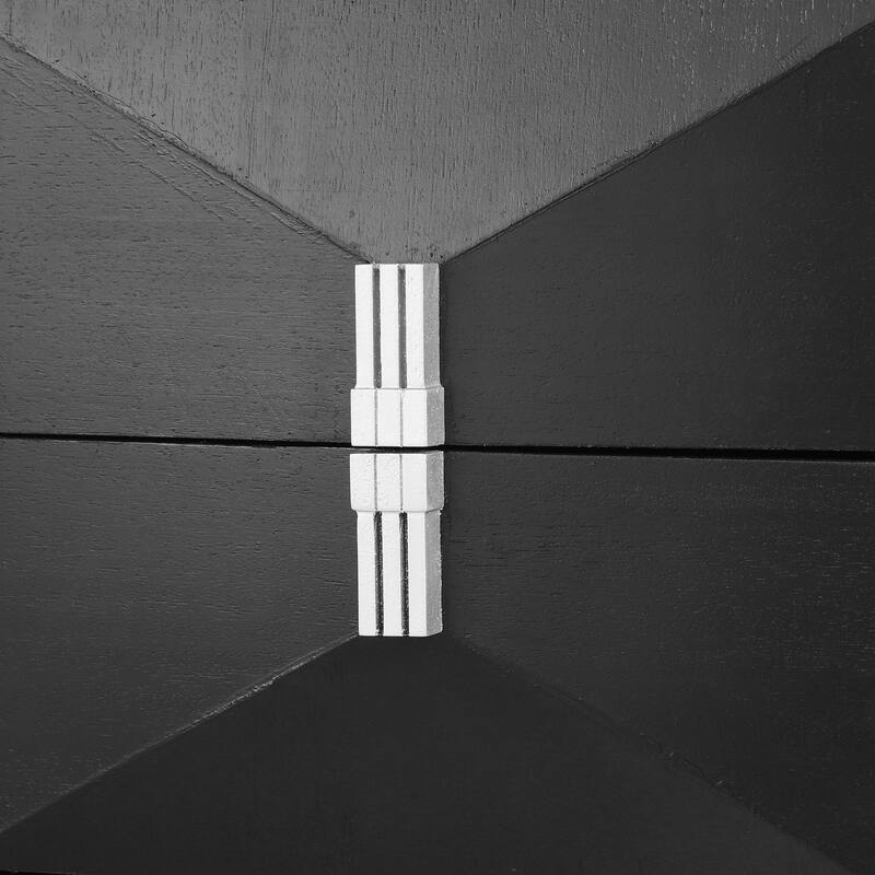 Mid-Century Modern 2-Drawer Diamond Wood End Table with Storage - Black