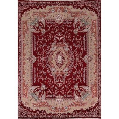 Victorian Style Red Kashan Turkish Rug Machine Made Bedroom Carpet - 9'8" x 13'1"