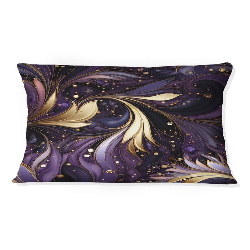 Designart "Gold And Purple Amethyst Marble Pattern" Marble Printed Throw Pillow