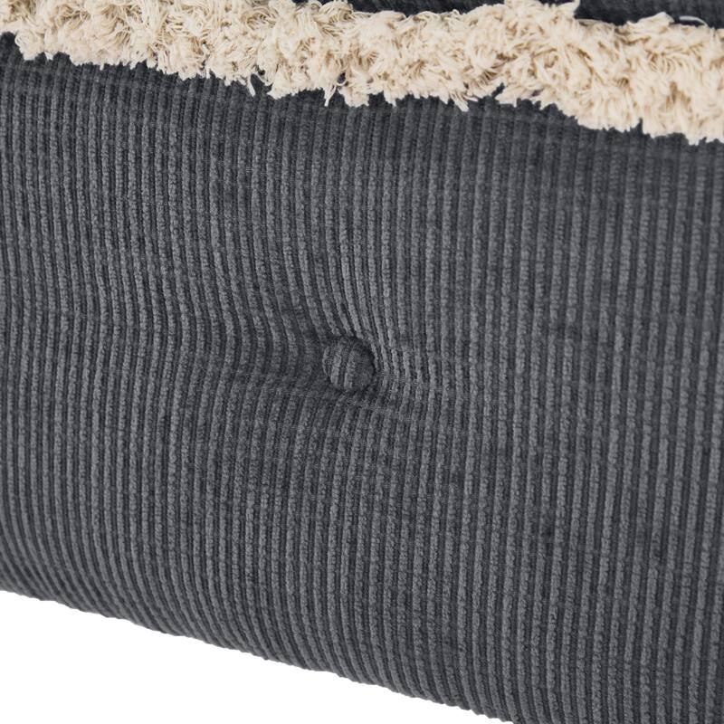 29.5" Grey Button-Tufted Storage Bench Ottoman