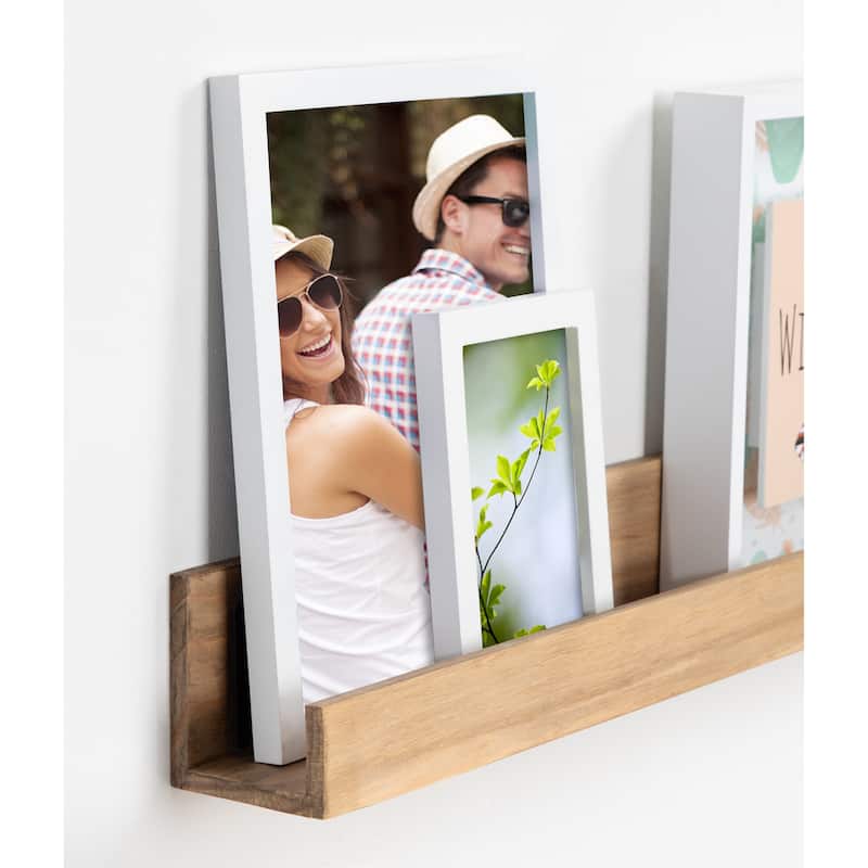 Levie 24 inch 2-Pack Wood Wall Picture Frame Holder Ledge