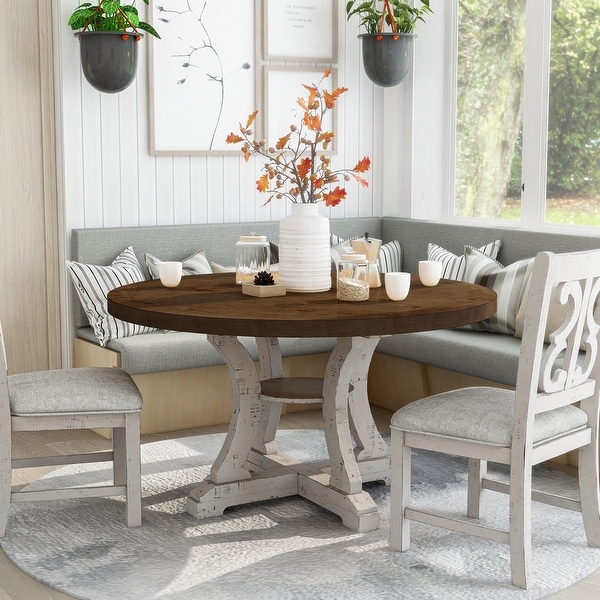 Furniture of America Sylmer Farmhouse Round Dining Table. Opens flyout.
