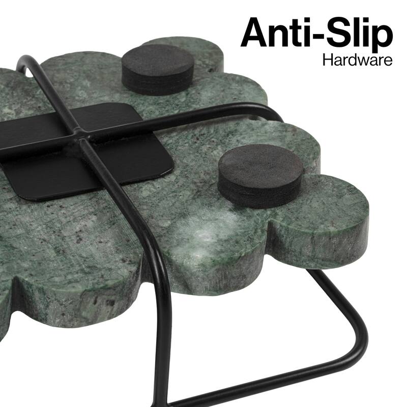 Monarch Modern Industrial Metal/Marble Scalloped Base Vanity Tray