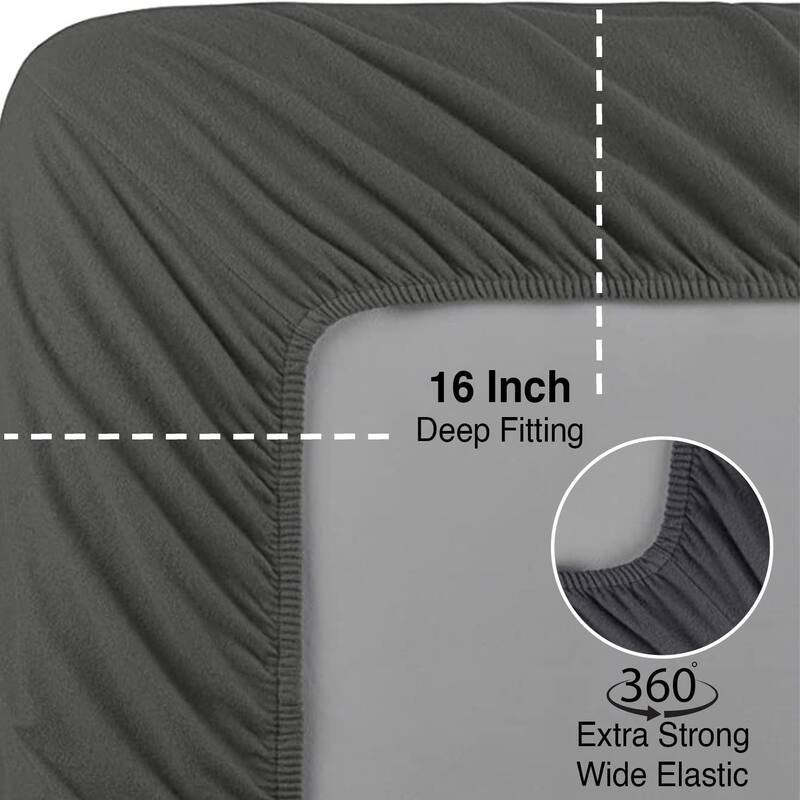 Flannel Fitted Bottom Sheet 100 Percent Cotton Double Brushed Flannel -170 GSM Heavyweight, Deep Pockets & All Around Elastic