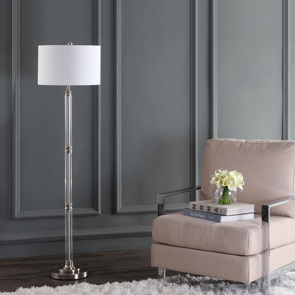 Charles 60 Metal Glass Floor Lamp Polished Nickel Clear by Jonathan Y 60 H x 16 W x 16 D Clear Polished Nickel