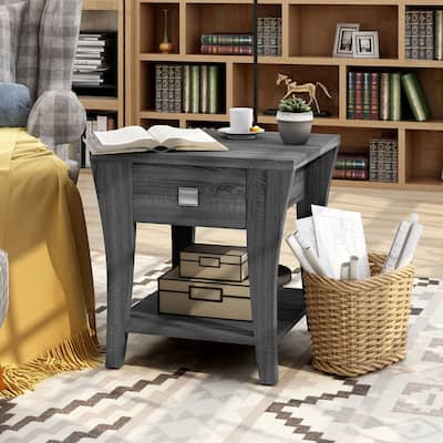 Werc Contemporary Grey 22" Wood 1-Shelf Side Table by Furniture of America