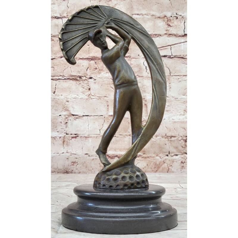 Male Figure Golf Celebration Trophy By Italian Artist Aldo Vitaleh Decor