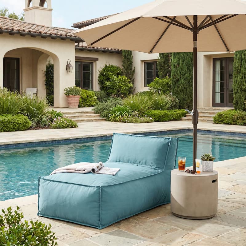 Christopher Knight Home- Harper Fabric Outdoor Bean Bag Lounger Chair - Teal_Single