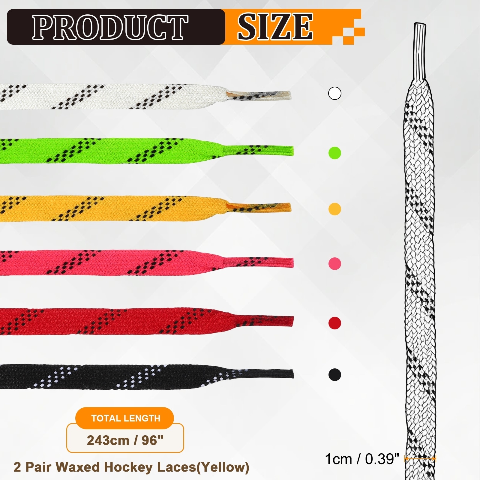 2 Pairs Waxed Hockey Laces Hockey Skate Laces- Ice Skate Accessories, for Ice Quad Roller Boots Adults Youth, 72 Inch White