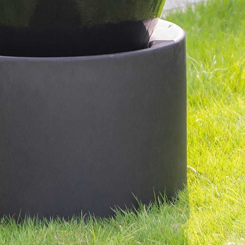 19.5x19.5x32.5" Heavy Outdoor Cement Fountain Antique Blue, Cute Unique Urn Design Water feature