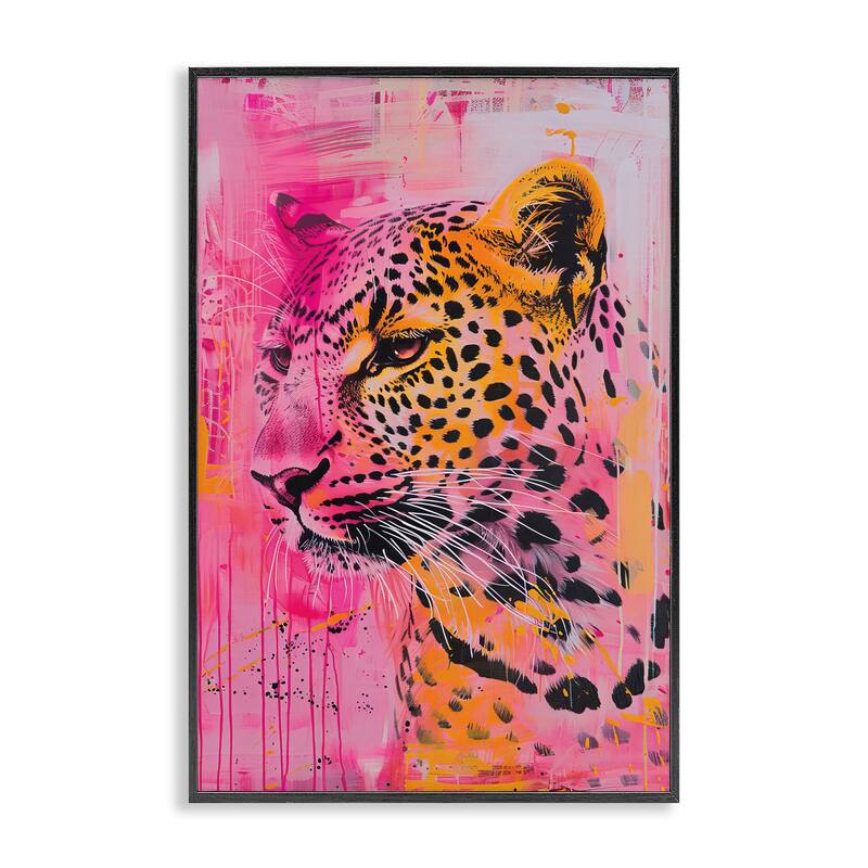 Stupell Vibrant Purple & Orange Cheetah Framed Giclee Art Design By LSR Design Studio - 12 x 18 - Black