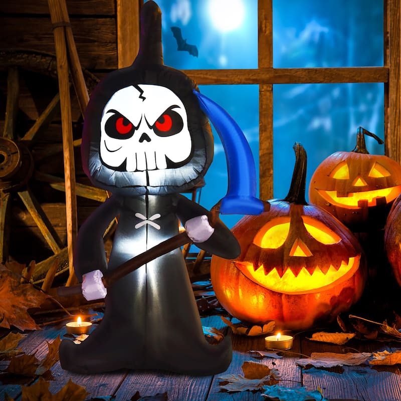 Costway 6 FT Halloween Inflatable Ghost Outdoor Blow Up Decoration w/ - Black