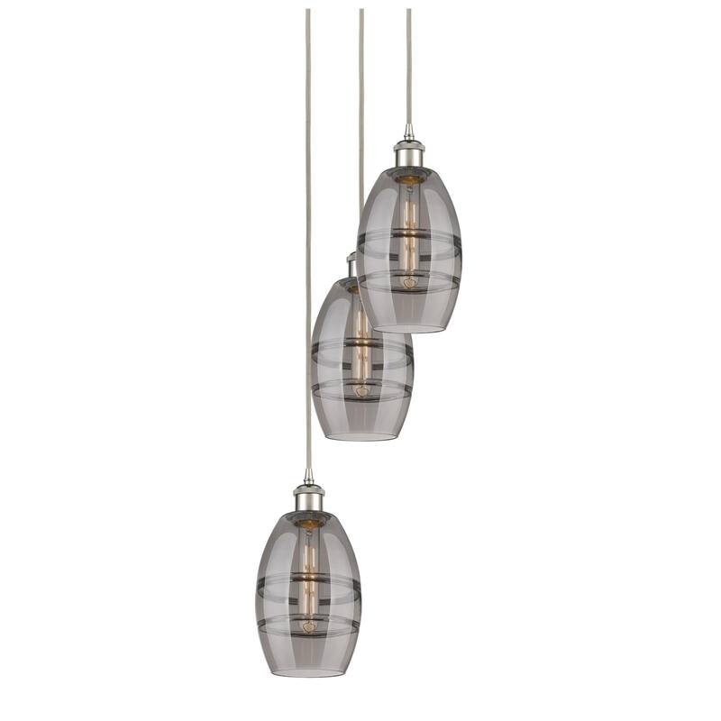 Innovations Lighting 113B-3P-25-12 Vaz Pendant Vaz 3 Light 12" Wide - Polished Nickel / Smoked