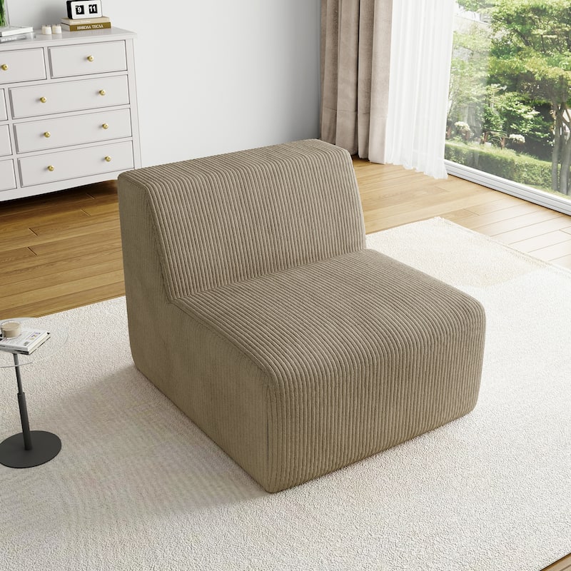 UIXE Upholstered Corduroy Armless Slipper Chair - 34.5" W x 31.8 H" 35.3 D"
