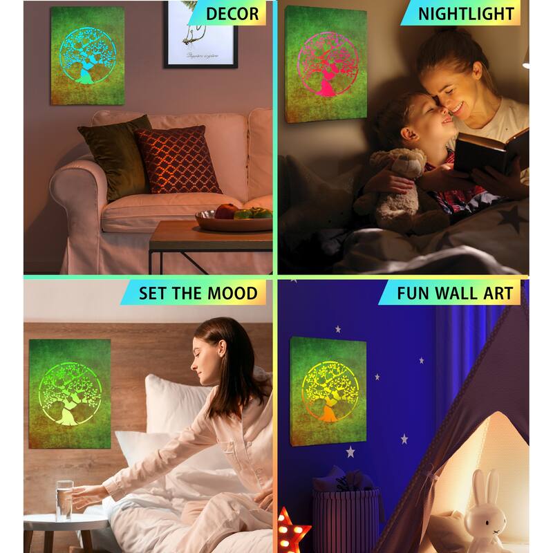 CoTa Global Tree Of Life Light Up LED Wall Art - Changing Color LED - 15.75Lx11.9Wx1H inches