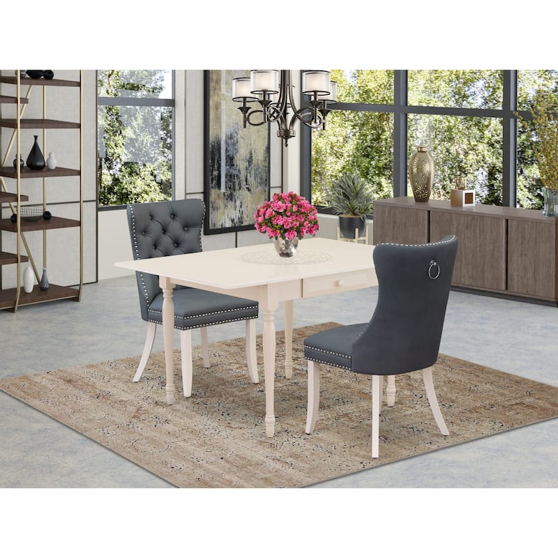 East West Furniture Dining Table Set Contains a Rectangle Kitchen Table and Parson Chairs, Linen White (Pieces Options) - MZDA3-LWH-13