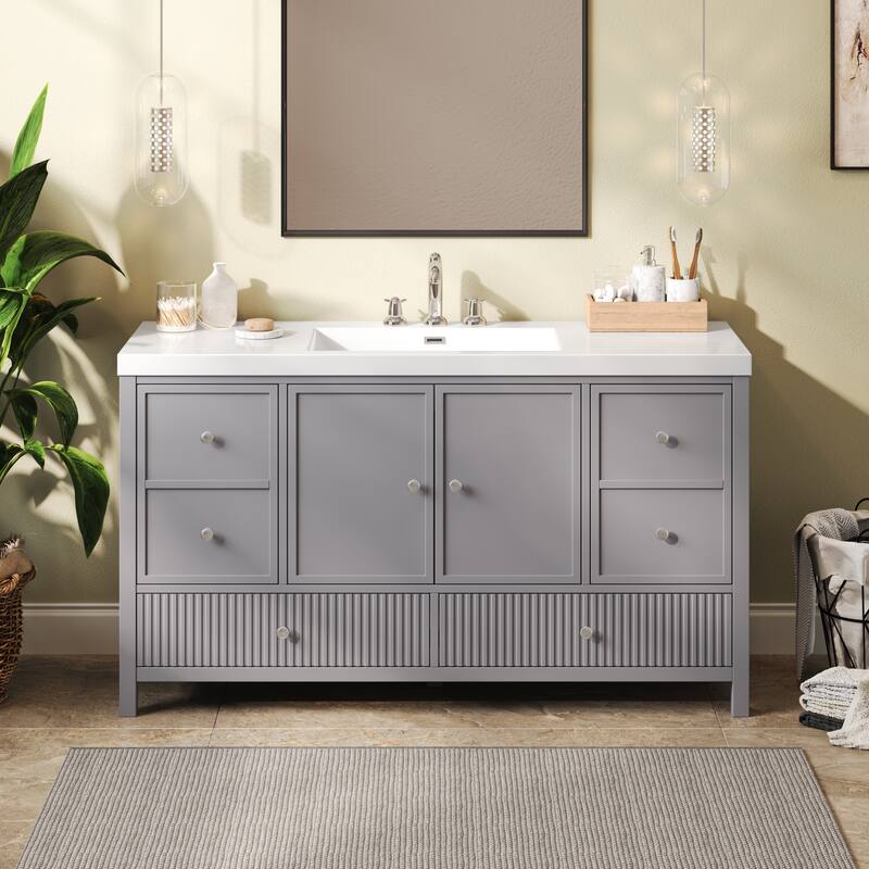 Christopher Knight Home - Modern 60-Inch Bathroom Vanity with Separate Sink and Soft-Close Storage