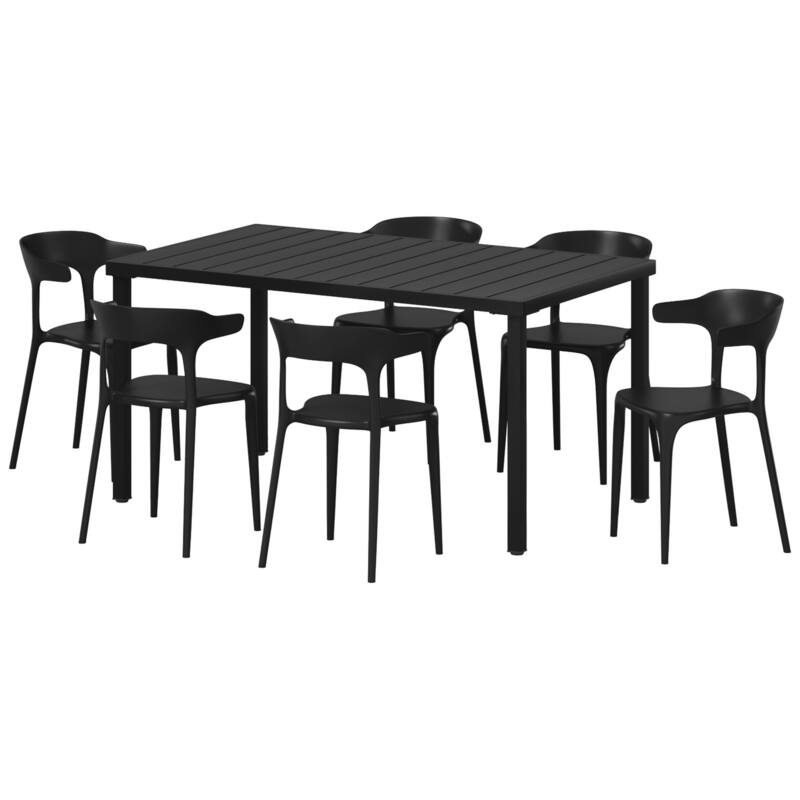 Frond and Form 6-Person Outdoor Rectangular Dining Set