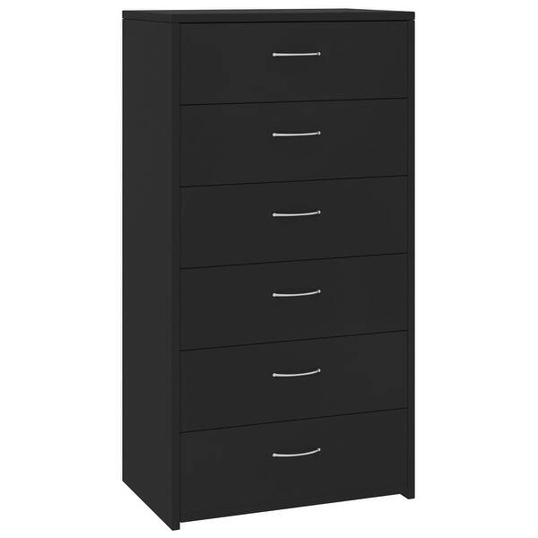 slide 1 of 6, vidaXL Sideboard with 6 Drawers Black 23.6"x13.4"x37.8 Chipboard