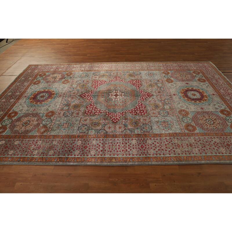 Hand Knotted Oriental 100% Wool Carpet Traditional Medallion Greys & Charcoal Kazak Area Rug - 10' 2'' X 6' 9''
